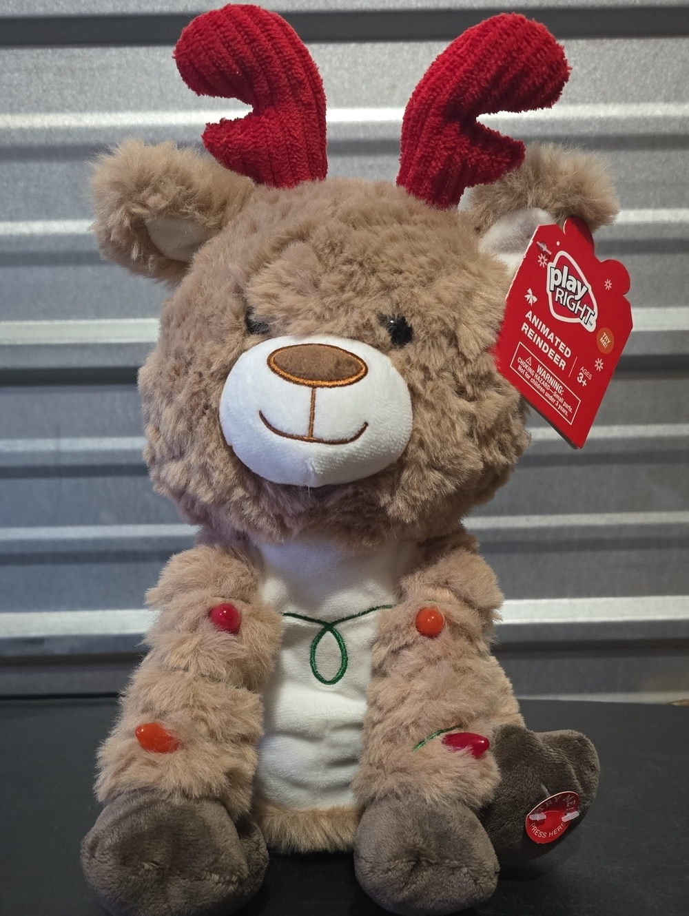 Play Right 14" Plush Animated Reindeer Plays Rockin' Around the Christmas Tree